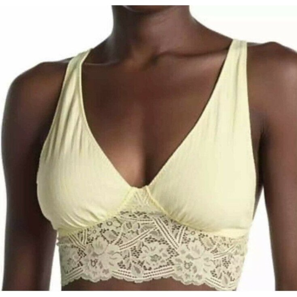 NWT Free People‎ Teegan Lace Bralette Daybreak Yellow Size XS New